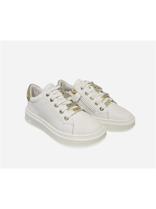 Sneakers con logo oro PATRIZIA PEPE | PJ302BIANCO PLATINO